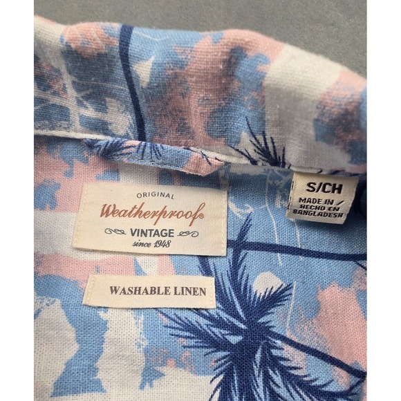 Original Weatherproof Vintage Washable Linen Shirt Small Men's Short Sleeve - Picture 6 of 10